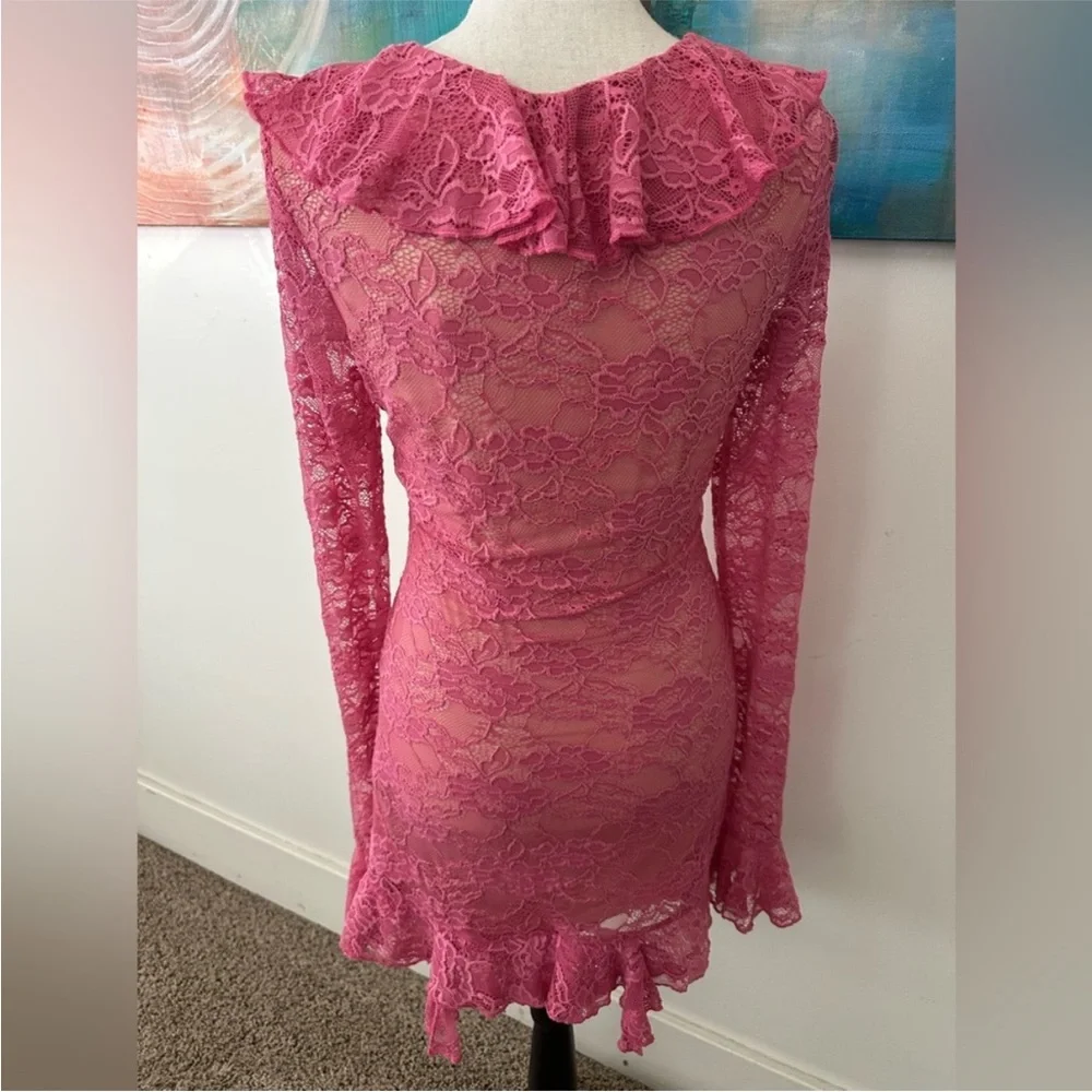 $89 NWOT Edikted Josephine Ruffle Lace Mini Dress XS - Picture 8 of 8